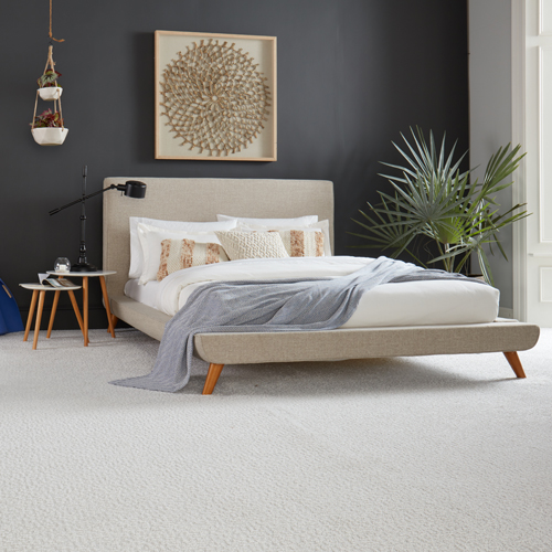 white textured carpet in modern bedroom